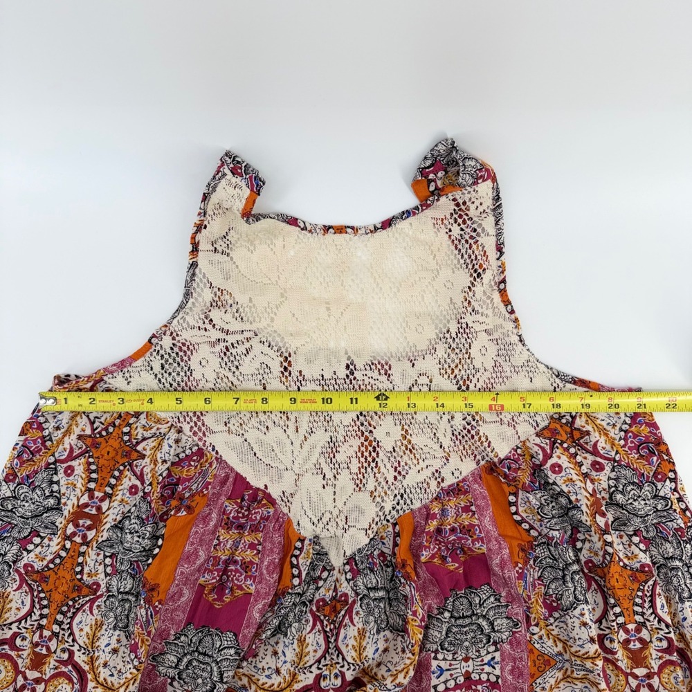 Free People Intimately Boho Patchwork Lace Tunic Tank Oversized XS Festival - Picture 6 of 7